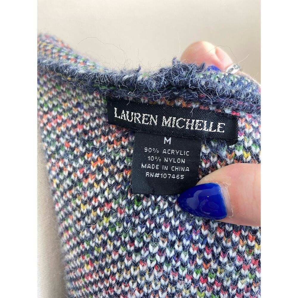 Lauren Michelle Women's Rainbow Knit Hooded Sleeveless Cardigan Sweater Medium - Picture 3 of 6